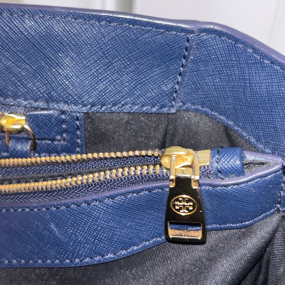 Tory Burch large tote bag navy blue Carryall leather handbag - Picture 16 of 16